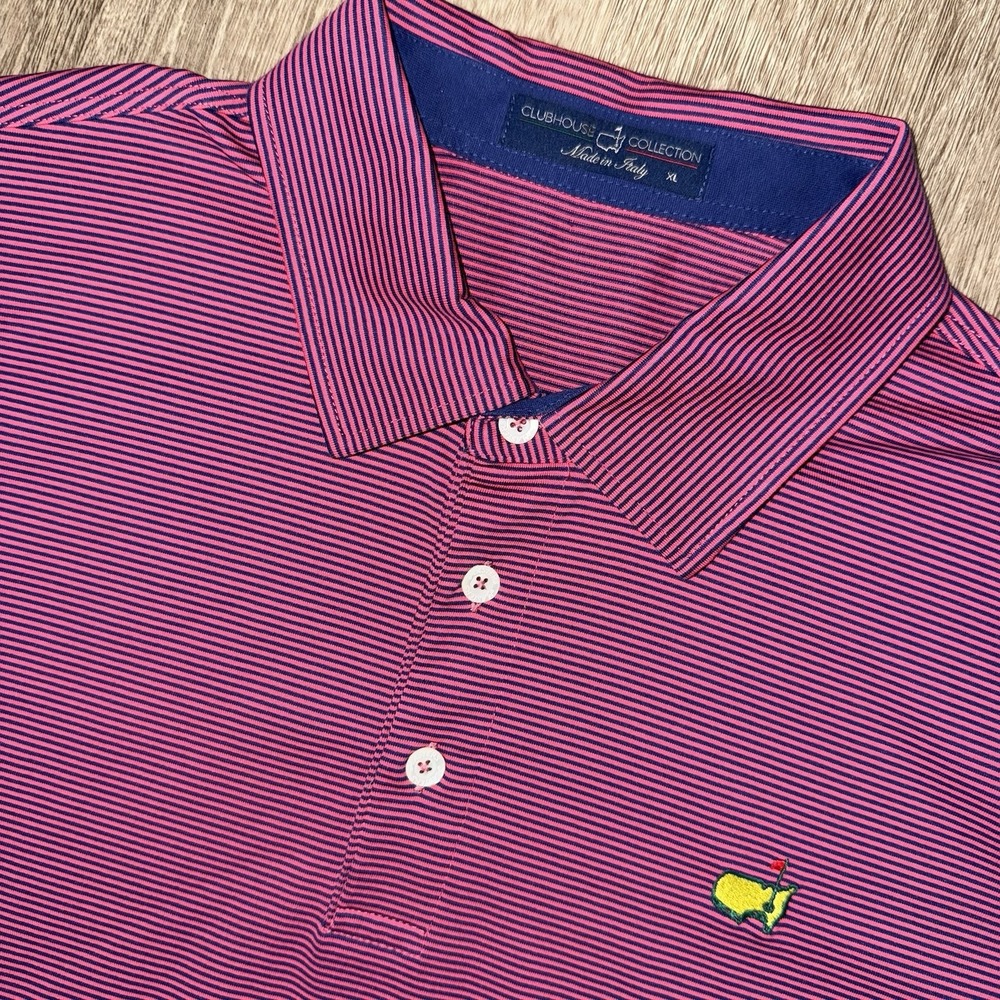 Masters Clubhouse Collection Performance Cotton Polo Men's XL Pink Navy Striped